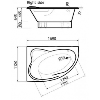 Akmens masės vonia Vispool Orte 169x112 mm, balta 1