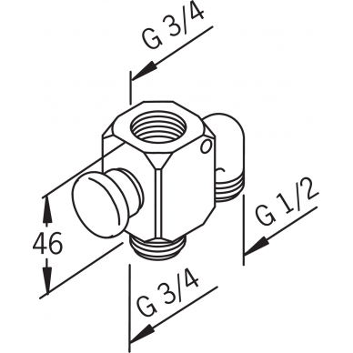 Automatinis vonios/dušo perjungiklis (diverteris) 3/4" 1