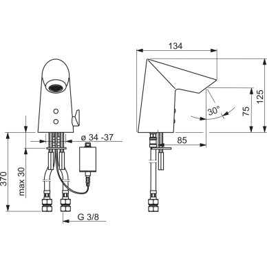 Bekontaktis praustuvo maišytuvas OPTIMA maitinamas 6V baterija, Bluetooth 1