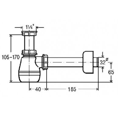 Bide sifonas butelinis, be ventilio 1 1/4 x 32 1