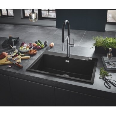 Grohe akmens masės plautuvė K700, 560 x 510 mm, granito juodos spalvos 2