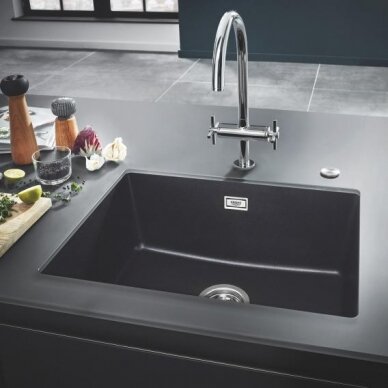 Grohe plautuvė K700U, montuojama iš apačios, 610x460mm, granito juodos spalvos 2