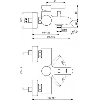 Ideal Standard Ceraline vonios/dušo maišytuvas, matinė juoda 1