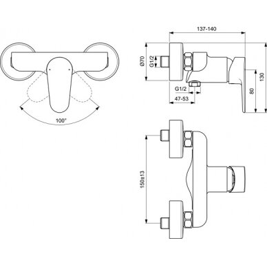 Ideal Standard Cerafine O dušo maišytuvas, matinis juodas 1