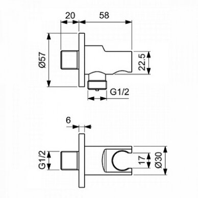 Ideal Standard dušo išvadas su laikikliu, juodos matinės spalvos 1