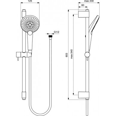 Ideal Standard Idealrain Evojet rankinis dušas su 60 cm laikikliu, chromas 1