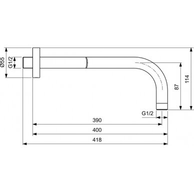 Ideal Standard Idealrain sieninė alkūnė dušo galvai, 40 cm, chromas 1