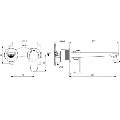 Ideal Standard potinkinis praustuvo maišytuvas Cerafine O, 224 mm snapas, chromas 1