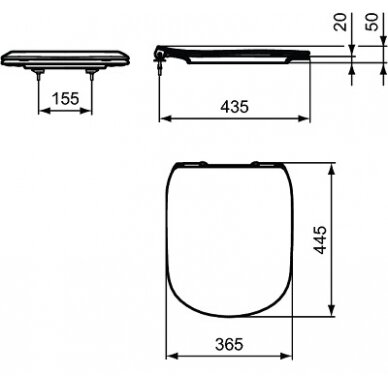 Ideal Standard TESI sėdynė su plonu Soft close dangčiu (THIN), lengvai nuimama, matinė juoda 1