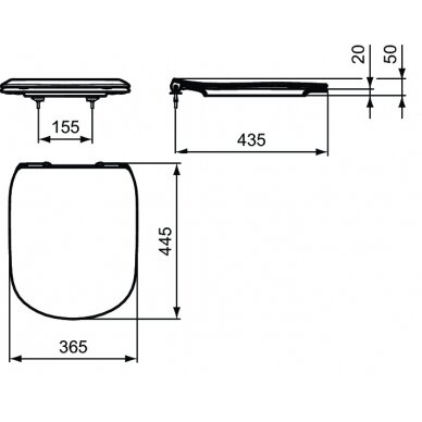 Ideal Standard unitazo sėdynė su dangčiu TESI WC, su Softclose mechanizmu, baltas 1