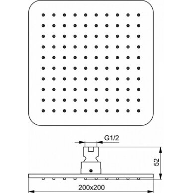 Idealrain Cube kvadratine 200x200 mm dušo galva, juoda matinė 1