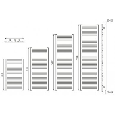 Juodojo metalo kopėtėlės Ares 1120/500 tiesus, baltas 526 W 2