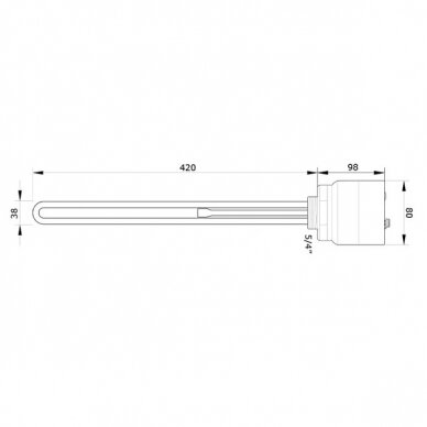 Kaitinimo elementas Gwarant 2,0 kW (vienfazis), sriegis 1 1/2" iki 70C 1