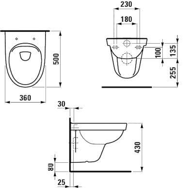 Pakabinamas unitazas KOMPAS, Rimless, baltas 1