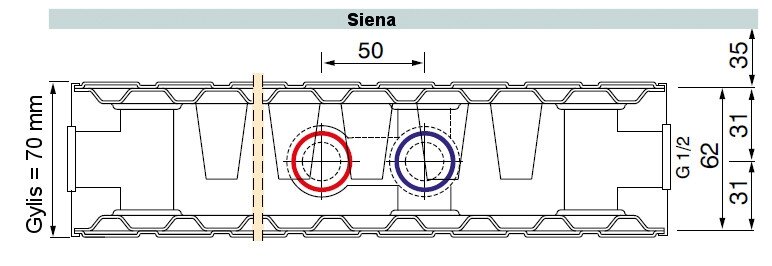 Plieninis radiatorius GALANT CENTARA 21C-5-0400, centrinis prijungimas 1