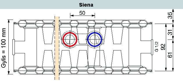 Plieninis radiatorius GALANT CENTARA 22C-35-1000, centrinis prijungimas 1