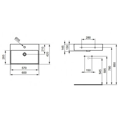 Praustuvas Ideal Standard Strada 60 cm, su perlaja 1