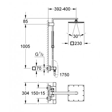 Termostatinė dušo sistema Grohe Euphoria Cube XXL 230, chromas 1