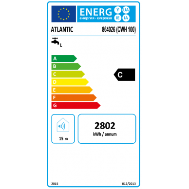 Vertikalus kombinuotas vandens šildytuvas Atlantic Combi O'Pro 100; 100 l (senas k. 864023) 3